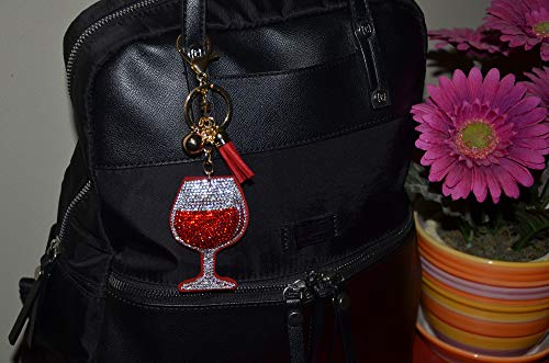 Popfizzy Bling Wine Glass Keychain Key Fob Backpack Or Purse Charm Fun Decorative Accessory #TOP6