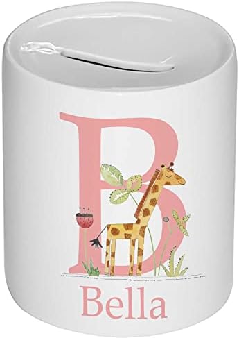 Girls Personalised Money Box, name Gift, Baby gift, Giraffe Money Bank, Baby Christening Piggy Bank, Savings Pot