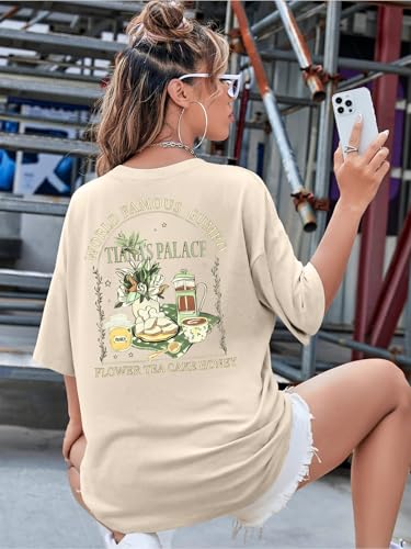 Oversized Magic Kingdom Shirts for Women The Princess and The Frog Shirt Flower Tea Cake Honey Tees Graphic Short Sleeve Tops3