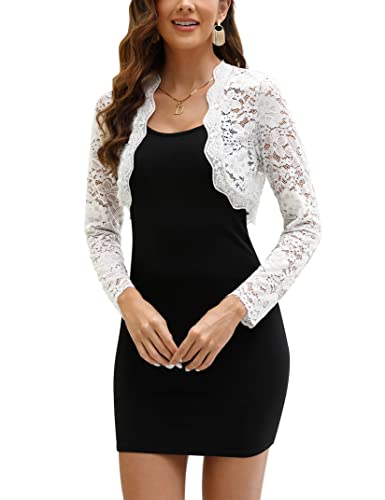 Clearlove Damen Bolero Festlich Spitzen Strickjacke Langarm Cardigan Kurz...