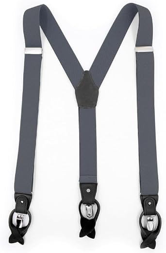 Marycan Mens Y-Back Suspenders Braces 35mm Convertible Leather Ends and Clips