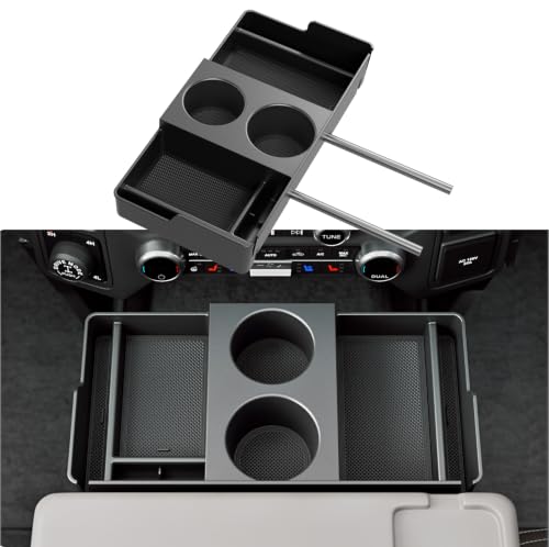 Maxzina Front Center Seat Headrest Organizer Compatible with 2011-2026 Ford F150 F250 F350 F450 F550 F650 Cup Holder Coin Container Storage Box with Silicone Pads Accessories (Jump Seat Console Only)