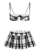 KJSUHFN Sexy Babydoll Lingerie Set for Women - Push Up Half Cup School Girl Cosplay Costume for Role Play Party (Black White, One Size)