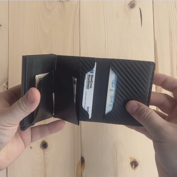 TARKS Slim, RFID Blocking Wallet for Men & Women with Pop-Up Card Holder, Money Clip, and Carbon Fiber Design4