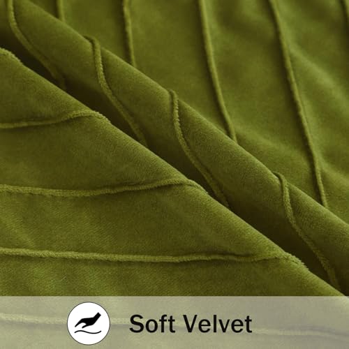 Image of Velvet Throw Pillow Covers 22x22 Pack of 2 Gold Decor Olive Green