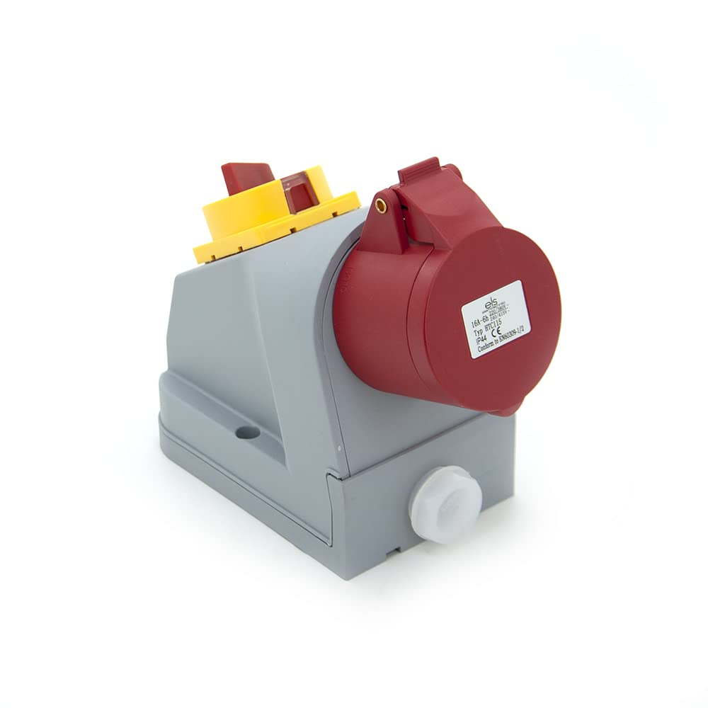 ELS Elektrotechnika Kombi Wandsteckdose Baustromverteiler Wandverteiler 1x CEE 16A + Hauptschalter 0-1, Stromverteiler Verkabelt, für Innen und Außen, Werkstätten und Fabriken IP44