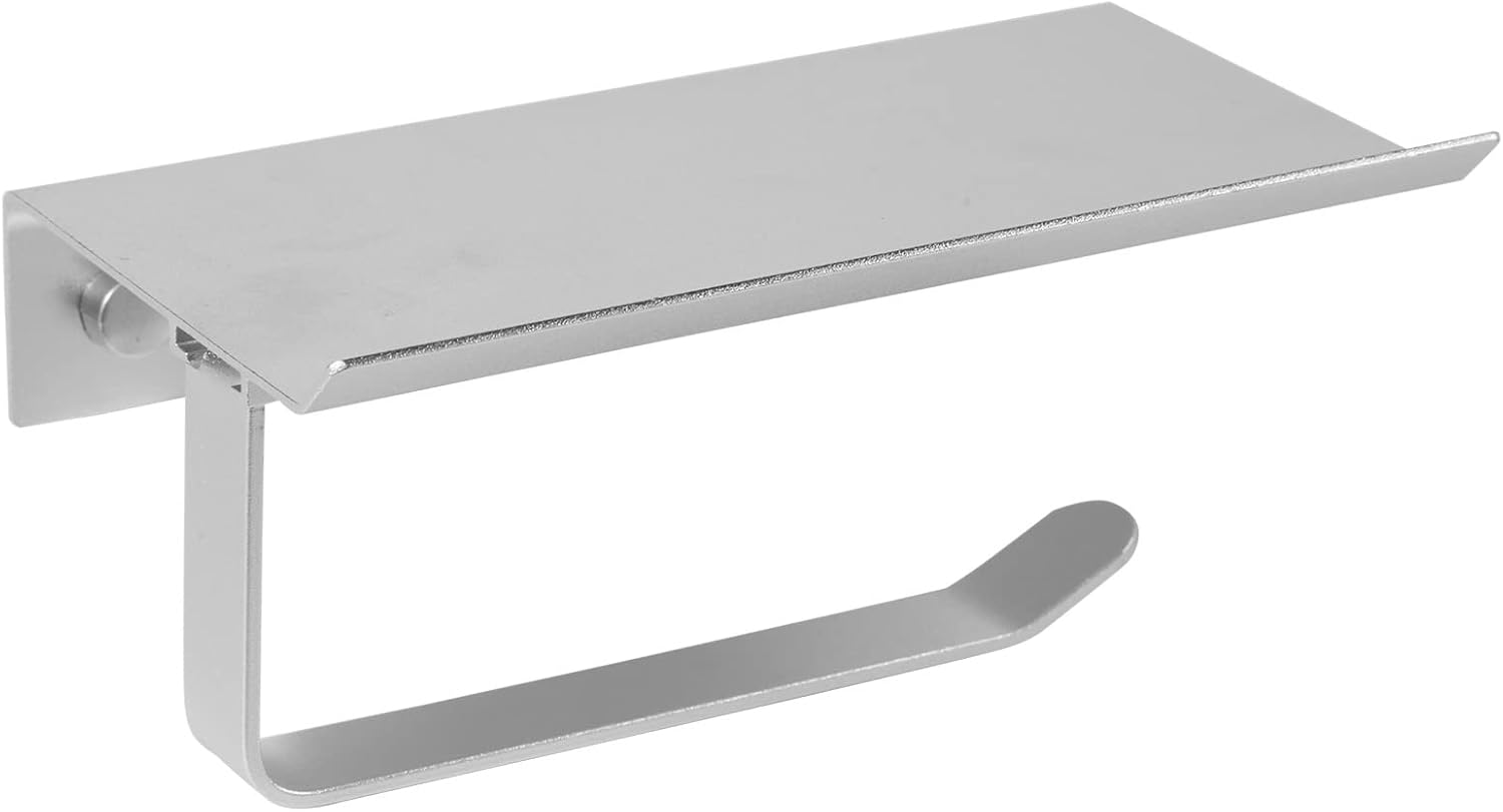 Toilet Paper Holder with Cell Phone Shelf Wall Mounted Toilet Paper Roll Holder for Bathroom Stainless Steel Rustproof Washroom Tissue Roll Holder : Tools & Home Improvement