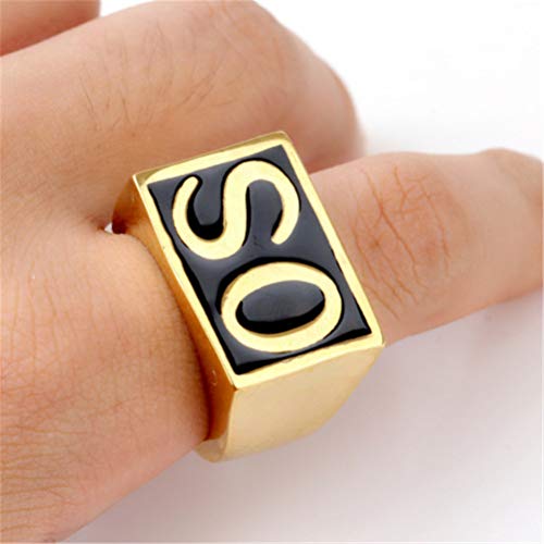 OAKKY SO Men Rings Biker Stainless Steel Vintage Gold and Black Size 13 by OAKKY - Used condition - Image 5