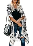 Dokotoo Womens Ladies Summer Beach Hawaiian Vacation Resort Wear Cruise Essentials Outfits Fashion Print Pop Pop Tassel Kimonos Spring Cardigans Bathing Suit Swimwear Swim Bikini Cover up Black