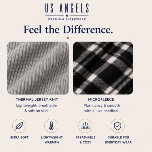 Image of US Angels Boys Pajamas Set | 4-Piece Long Sleeve & Fleece Pants | Soft Warm Sleepwear Pjs for Kids & Teens