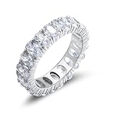 Dsnyu Alianzas de plata 925, alianzas para mujer, eternidad, circonitas, anillos de boda, joyas de plata, 60 (19.1), Plata de ley, Circonia cúbica
