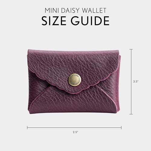 Image of Portland Leather Goods Mini Daisy Wallet for Women - Handmade from the Finest Full-Grain Hides - Features Envelope Design with Snap Closure - Plum
