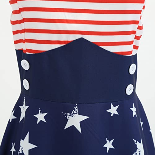 Image of Women Dress American Flag Print Vintage Maxi Dress