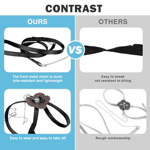 Image of 2 Pack Adjustable Hamster Leash Harness for Harness for Ferret Baby Rabbit Hamster Rat Mouse Leash Lead with Bell (Black)