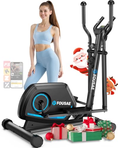 FOUSAE Elliptical Exercise Machine for Home, 16-Level Magnetic Resistance Elliptical Trainer with Hyper-Quiet Drive, 15.5IN AStride, LCD Monitor & App Support, 350LBS Weight Capacity