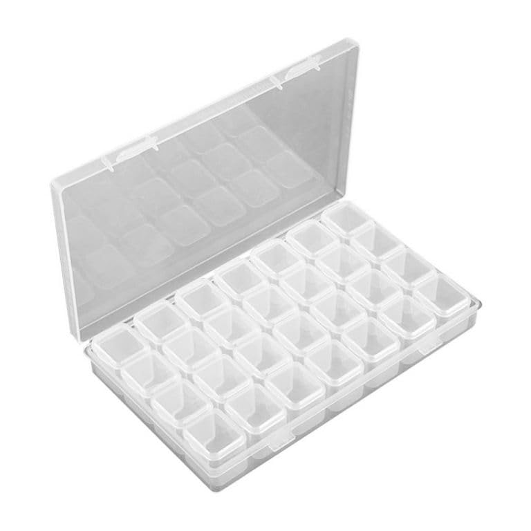 28 Grid Clear Plastic False Nail Art Display Holder Empty Container with Separate Lids for Jewelry Painting Box Storage Containers Portable Plastic Bead Case with Lids