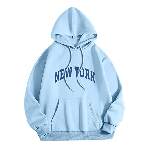 Sweat-shirt à manches longues bleu clair XXL avec poches kangourou et col protecteur