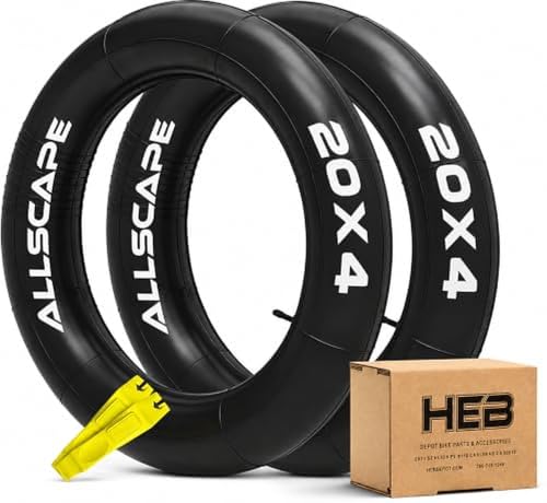 HEB 20x4 Fat Tire Tubes, 20 Inch Bike Inner Tube, Schrader Valve, 2 Pack