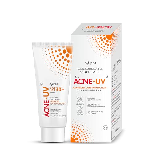 New Acne-UV Gel Sunscreen SPF 30 PA+++ | Sunscreen for Oily Skin Women & Men | Non-Comedogenic Sunscreen | Silicone Gel | Visible Light Protection | Water Resistant | Suitable for All Skin Types