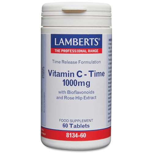 Lamberts Vitamina C 1000 mg | Liberación Sostenida | 60 Tabletas | Una al Día | Con Bioflavonoides y Escaramujo | Calidad Farmacéutica GMP