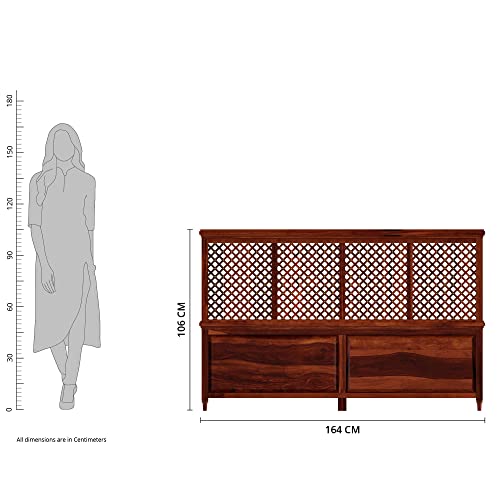 Image of Solid Sheesham Wood Traun Queen Size Bed Without Storage Wooden Double Bed Palang Cot for Bedroom, Living Room, Hotel and Home (Honey Finish)