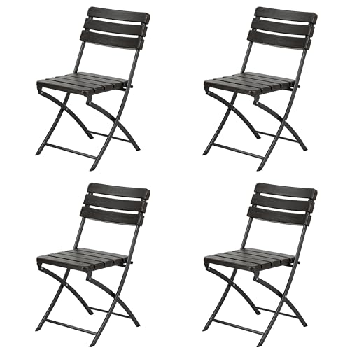 Totò Piccinni Sedia PANAMA da Giardino Pieghevole struttura in metallo effetto legno per PIC-Nic campeggio casa giardino (4 Pezzi, Marrone)