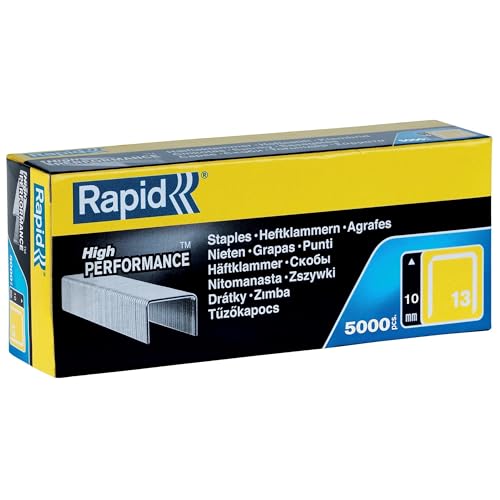Rapid High-Performance Staples for Textiles, Finewire No. 13, Leg Length 8mm, Staple Gun Staples, Galvanised Steel, 5000 Pieces, Boxed (11835600), Silver