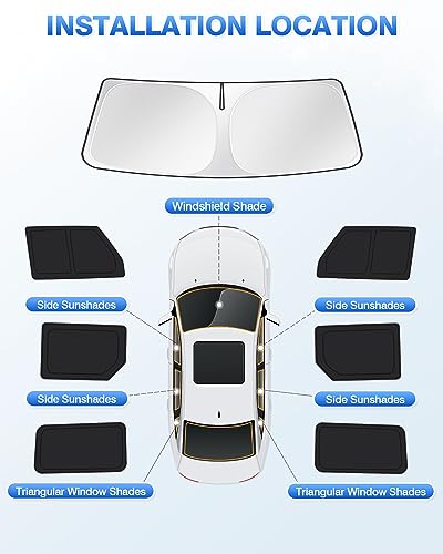 Image of Canvcle Windshield Sun Shade for 2021-2025 2026 Ford Bronco 4 Door Side Rear Window Shade Cover Sun Visor Shield Privacy Protection Keep Vehicle Cool Black 7PCS