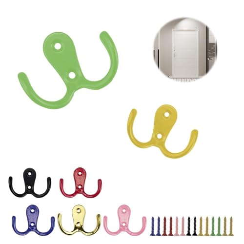 0XBIT Crochet Porte Manteau, 7 Pièces Patère Murale Couleur, Patere Porte Manteau avec Vis, Traitement Placage Surface, 7 Couleurs Vives, pour Chambre, Salle...