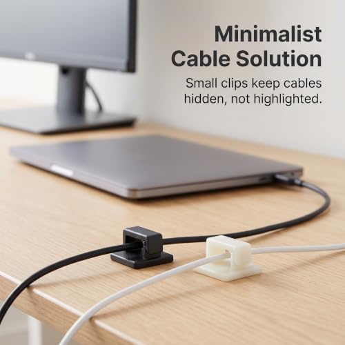 Clips para cable autoadhesivos para escritorio, organizador de cables para datos y USB, para cables pequeños miniatura 5