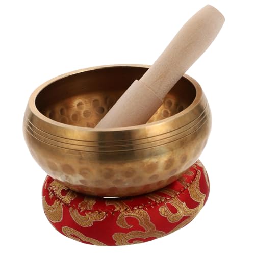 Vaguelly 1 セット 仏教音楽ボウル ヨガヒー ボウル ヨガシンギングボウル メディテーションボウル ヨガ 音楽ボウル ブッダサウンドボウル 銅のシンギングボウル お椀 の楽器 木