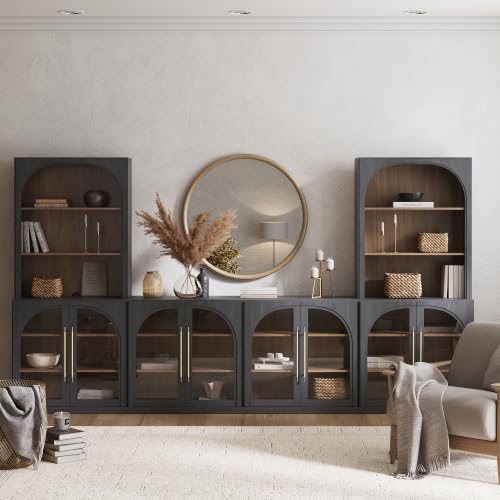 Image of BELLEZE Jagger 130 inch Wall Unit 5-Piece Modular TV Stand - Ebony