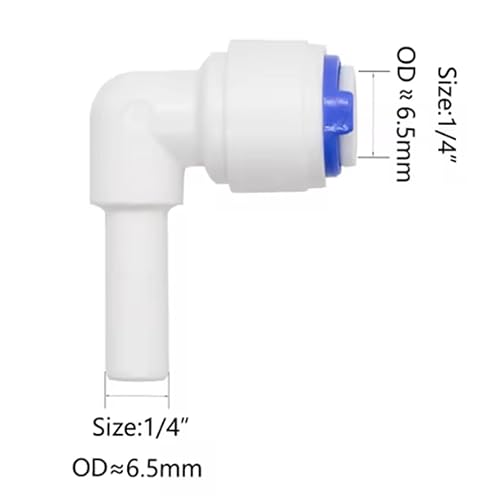 Conexão L 90° Encaixe Rápido 1/4” Plug 6mm (Interno) Encaixe para mangueira 5/16” (8mm) Externo