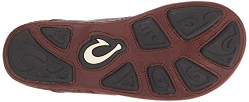 Olukai Kulia Men's Beach Sandals, Full-Grain Italian Leather Flip-Flop Slides, Compression Molded Footbed & Comfort Fit, Enhanced Grip Soles, Dark Wood/Dark Wood, 10 #TOP3