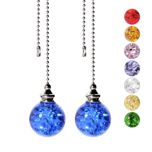 Image of 2PCS Ceiling Fan Pull Chain Extender, 21 Inches Ball Beaded Pull Chain (Blue)