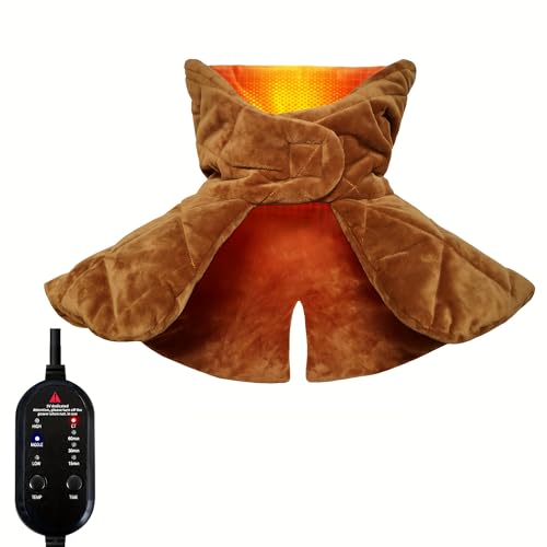 Shoulder and Neck Heating pad, Effective in Relieving Pain, Suitable for Shoulder and Cervical Spine, with 3 Heating Options, 4-Hour Automatic Timer Off, a Gift for Both Men and Women (Brown)