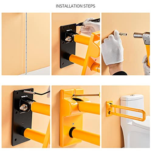 Mango plegable de acero inoxidable para baño, plegable, antideslizante, acero inoxidable, para personas mayores y discapacitados, color blanco (70 cm)
