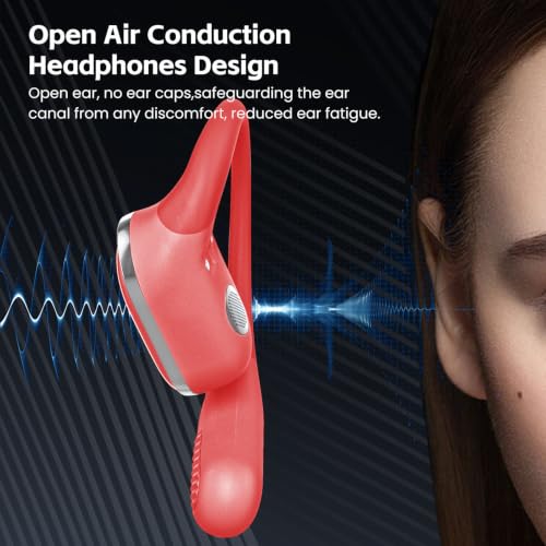 Image of TRAUSI Open Ear Wireless Earbuds Bluetooth Headphones, 80H Playtime Stereo Ear Buds with ENC Noise Cancelling, Fast Charging, IPX7 Waterproof Sports Earphones with Earhook for Running /Workouts (Red)