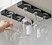Aydomer 2Pack Wine Glass Holder Under Shelf Cabinet Wine Glass Rack Plastic Stemware Rack Glasses Storage Hanger Bar Kitchen Wine Glasses Organizer (black)