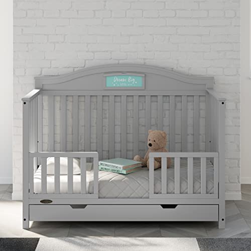 Image of Storkcraft & Graco Toddler Safety Guardrail with Slats (Pebble Gray) - GREENGUARD Gold Certified, Converts Compatible Storkcraft & Graco Crib to Toddler Bed, Each Guardrail Sold Individually