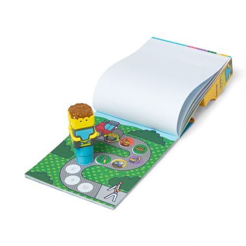 Image of Melissa & Doug Sticker Wow! 24-Page Activity Pad and Sticker Stamper, 300 Stickers, Arts and Crafts Fidget Toy Collectible Character - Bulldozer - for Kids Ages 3+ - FSC Certified