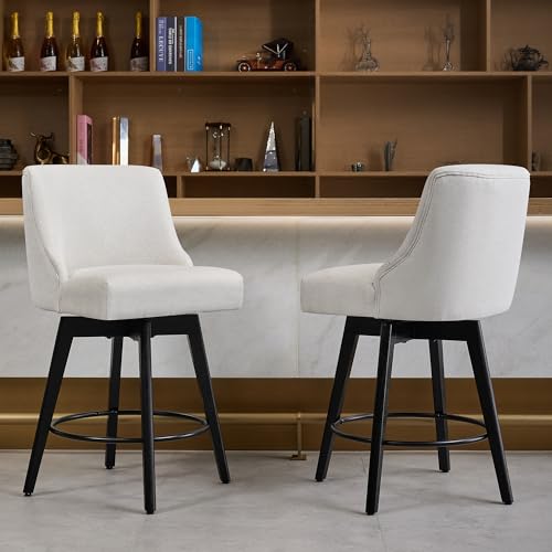 Image of 26 inch Counter Height Swivel Bar Stools, Set of 4, Cream