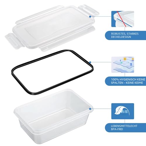 Goldeluxe 12 Frischhaltedosen mit Deckel, Gefrierdosen, meal prep boxen, 6 x 1L/0.52L, BPA-frei,luftdicht, mikrowellengeeignet, spülmaschinenfest, für Lagerung & Transport von Essen, Obst, Gemüse 3