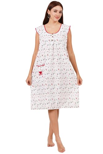 Image of Breezly Woman's Long Short Calf Length Pure Cotton Nighty