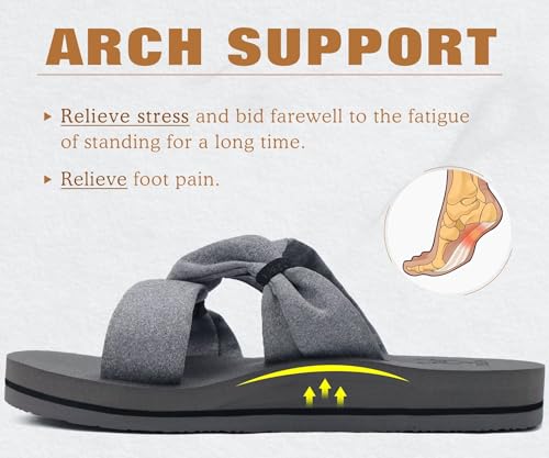Image of KuaiLu Womens Dressy Bow Sandals Arch Support Yoga Foam Cushion Comfortable Walking Slides Open Toe Summer Beach Indoor Outdoor Slippers