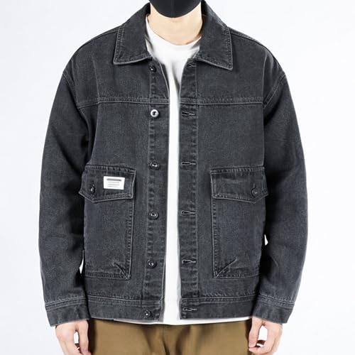 Maiyifu-GJ Men's Denim Trucker Jackets Fashion Slim Fit Jean Jacket Vintage Distressed Motorcycle Coats Cotton Outerwear2