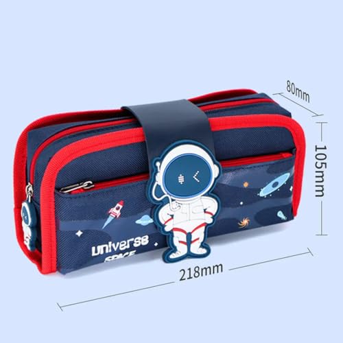 Image of Storio Space Astronaut Pencil Case Large Capacity Pen Bag,Cute Cartoon Stationery Organizer Detachable Zipper Pen Pouch,Polyester Storage Box for Boys Girls Teen Student - Multicolor