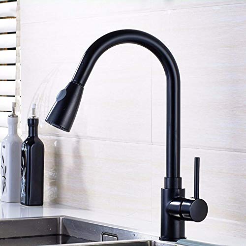 Robinet de cuisine noir en cuivre avec douchette de pompage pour simplifier la vaisselle - 2
