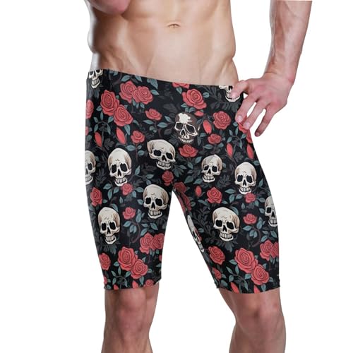 UMIRIKO Sugar Skull Flowers Men's Swim Jammers Racing & Training Swimsuit Fast, Flexible,Comfortable XXXL B0400673