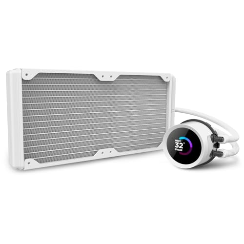 Image of NZXT Kraken 280 RGB - RL-KR280-W1-280mm AIO CPU Liquid Cooler - Customizable 1.54 inch Square LCD Display for Images, Performance Metrics and More - 2 x F140 RGB Core Fans - White